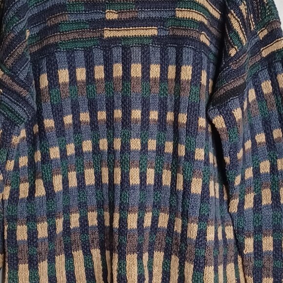 Northern Isles Sweater Mens L Multi Color Knitted by Hand Thick Cable Fisherman - Picture 4 of 6